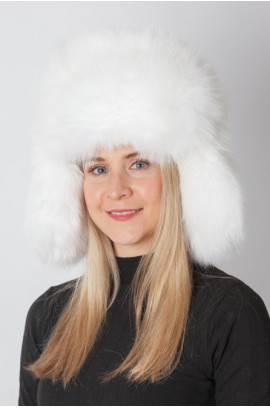 Arctic white fox fur hat – russian style